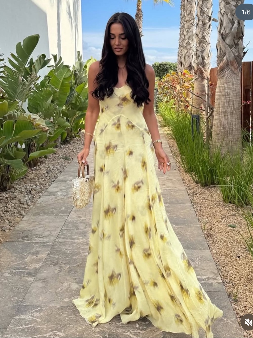 VIRAL Mango Yellow Floral Gown